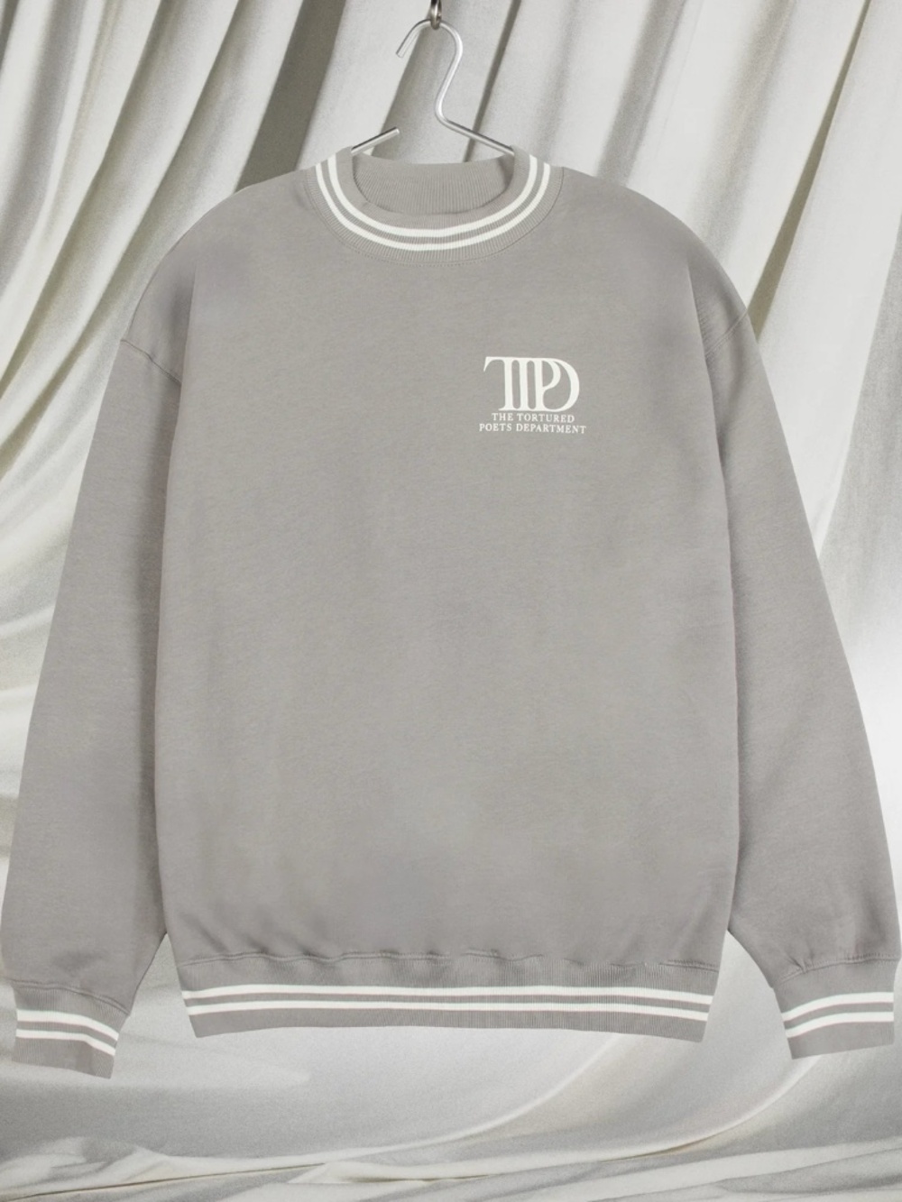 Taylor Swift Gray The Tortured Poets Department Crewneck Sweater XS
